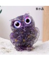 天然水晶碎石 貓頭鷹 擺件